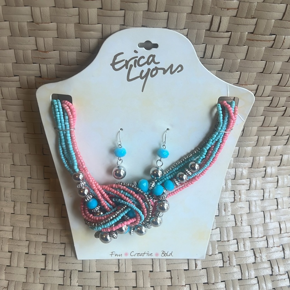 ERICA LYONS MULTICOLOR NECKLACE & EARRINGS  SET